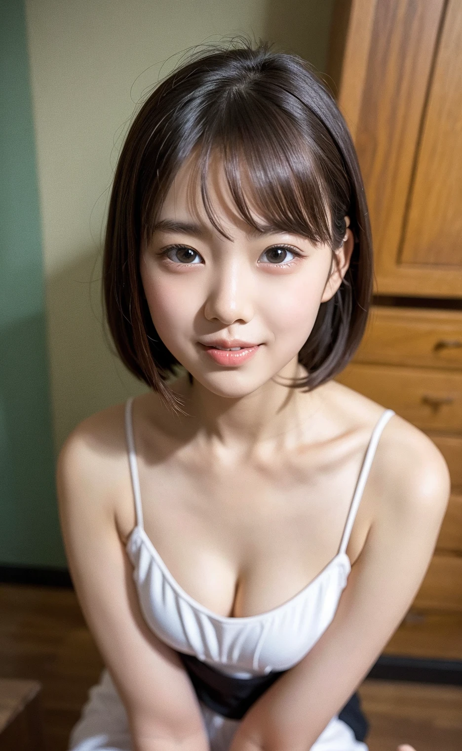 ((Highest quality)), ((masterpiece)), (detailed),Japanese,18-year-old,Girl,naked,(Blue Eyes),smile,Baby Face,shower,Small breasts,Bob Hair,(Upper Body),