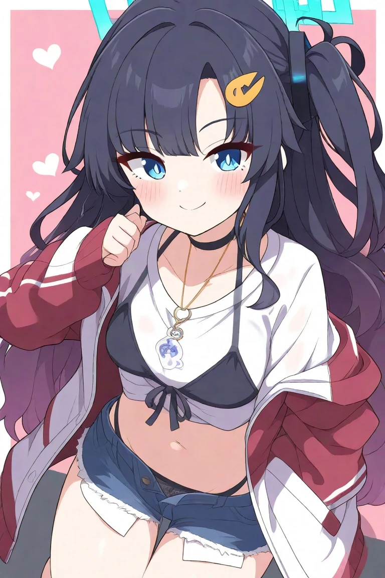 Navy uniform、Elementary school girl、7-year-old girl,Pink shortcuts,Very beautiful and Shining Eyes、Shining Eyes、1 girl、Large Breasts、Cat ear、