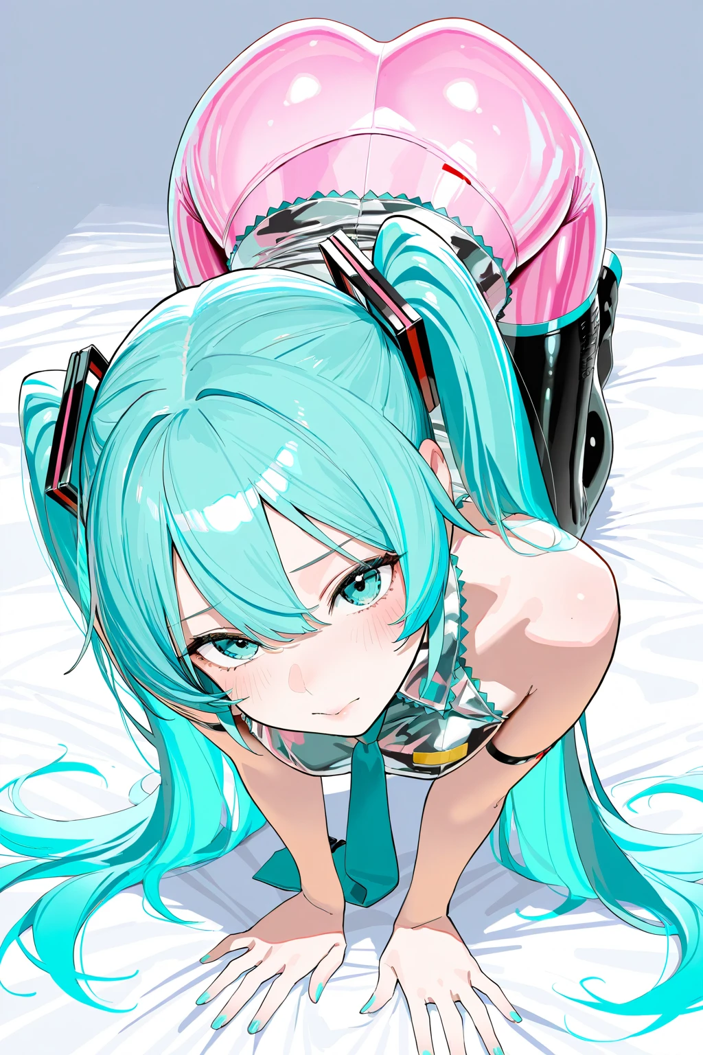 NSFW:1.6,(Magazine Cover、Small breasts、Sex:1.8)、((From below:1.2))、(Squat down and show off your crotch)、(Dynamic pose:1.1), pretty girl, Highest quality、超High resolution、High resolution、Extremely detailed CG、8k unit wallpaper、17 years old、Beautiful attention to detail、(((hatsune miku,View your viewers,Sleeveless shirt,White shirt,fringe,smile,Black knee socks,Hair between the eyes,Twin tails,Very long hair,Aqua Eye,Aqua Hair,Removable sleeves,mini skirt,aqua necktie,Thigh-high boots,)))、(Wet body:1.4)、(Shiny body,:1.6)、 blush, Sweat,Embarrassing、(Expressions of joy:1.5)、(Exposed nipples)、red blush、shy、Skirt flip
