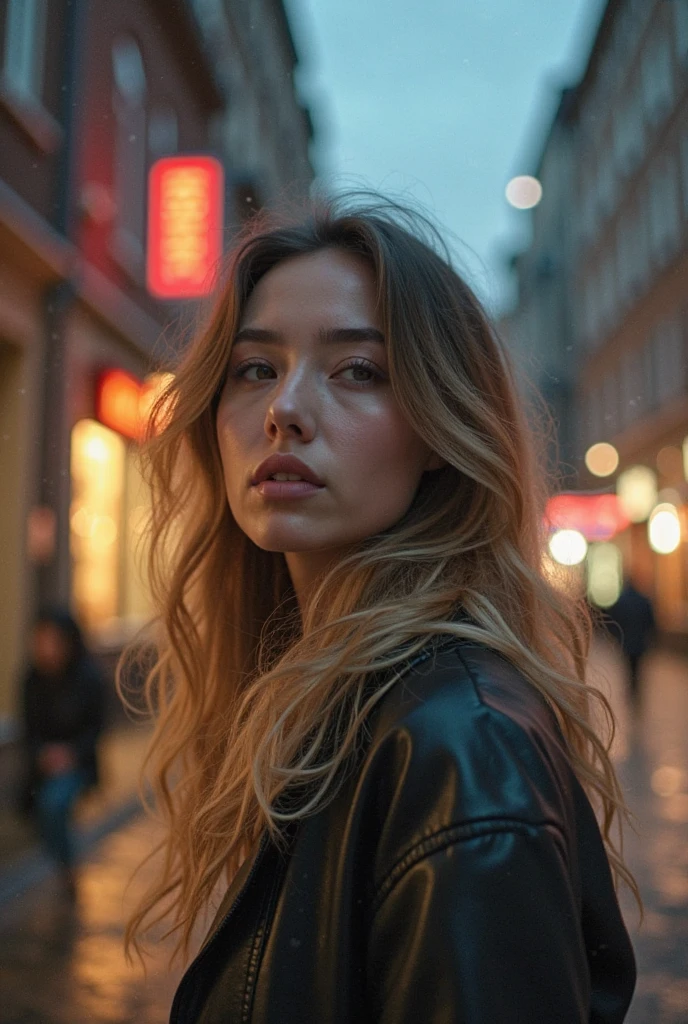 A stunning intricate full color portrait of a beautiful woman, wearing a black hoodie, Familiar Flatiron Building, NYC, masses of tourists, full body, epic character composition,by ilya kuvshinov, alessio albi, nina masic,sharp focus, subsurface scattering, f2, 35mm, film grain <lora:NancyAce:1>