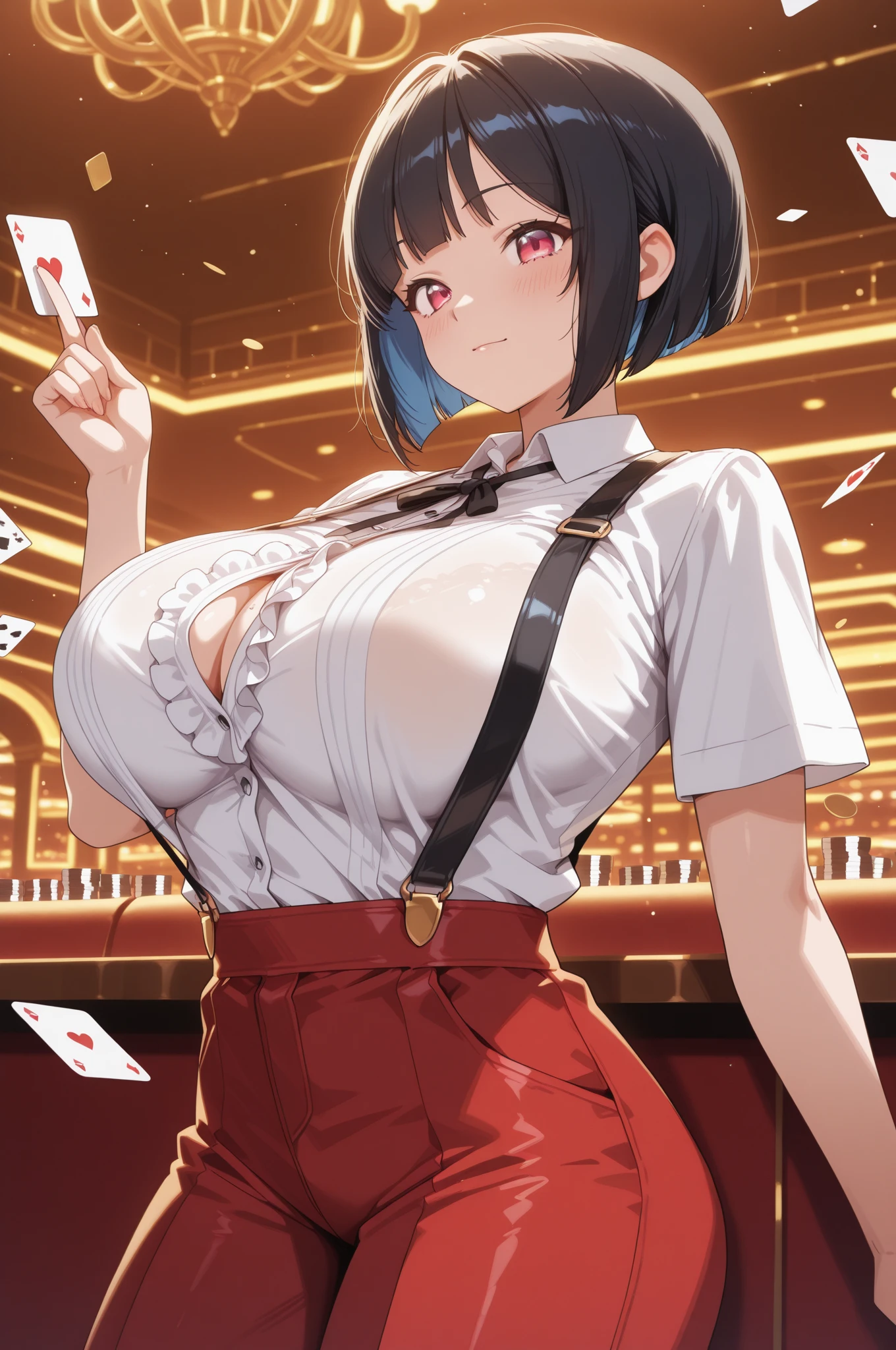 ((highest quality、muste piece、High resolution))、(Zoom photo from the front:1.95、Pose that invites men、black hair、Glasses、short hair)、(((Fishnet tights:1.5、Nasty slave、semen、wet body:2.5、wet body、open legs、Ahegao:2.5、orgy sex、inside the casino:1.5)))、Ahegao、((wet body、orgy sex、big breasts))
