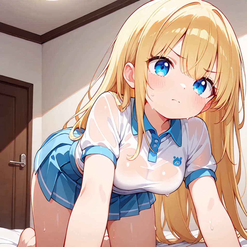 Middle school student, 1girl, cowboy shot, panty shot, cameltoe, looking away, frame, school,