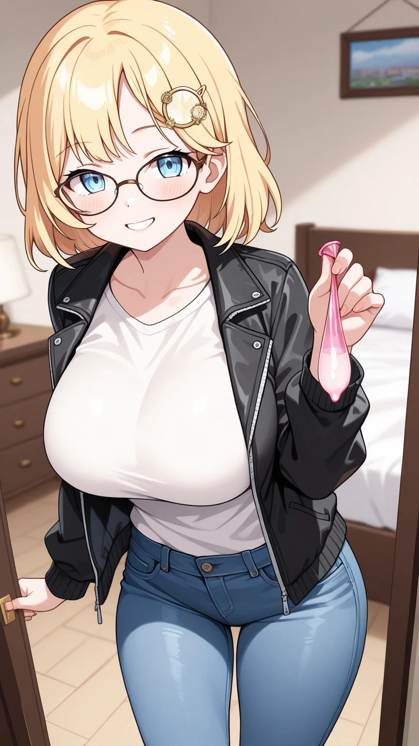 (masterpiece, best quality:1.2), extremely detailed, ambient soft lighting, 4K,
1girl, solo, upper body, standing,
tsurime, blue eyes, looking at viewer,
white hair, hair over one eye, short hair,
smile,
black shirt, black tight shorts, (unbuttoned shorts, open fly:1.2), partially unbuttoned,
erection, (large penis:1.2), (thick penis:1.2), sagging testicles, cock sheath, dark testicles, pink penis,
indoors, hallway,
<lora:Erect Horse Penis:1>