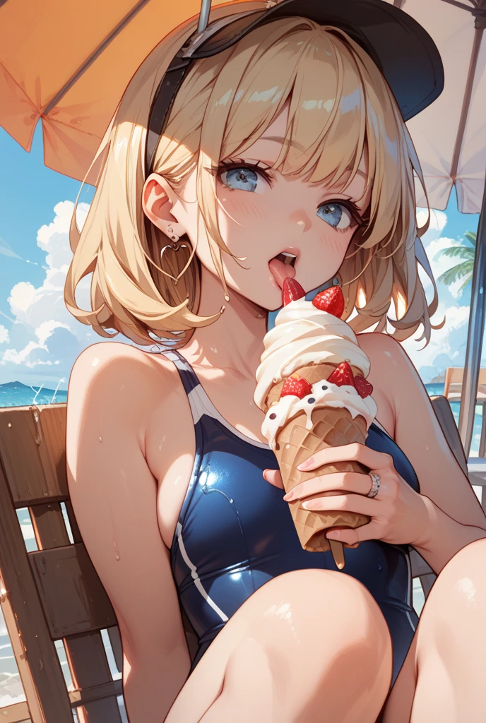 very close up, eyes open, pov, looking at viewer, foodtease, beautiful young woman sucking really hard on a (light blue popsicle) deep into her closed mouth with her lips wrapped around the popsicle, holding a popsicle, sexually suggestive, undressing, public indecency, white sundress with red floral print, medium breasts, sunny day in a crowded public park, UHD 8k focus stacking <lora:NsfwPovAllInOneLoraSdxl-000009:0.5>