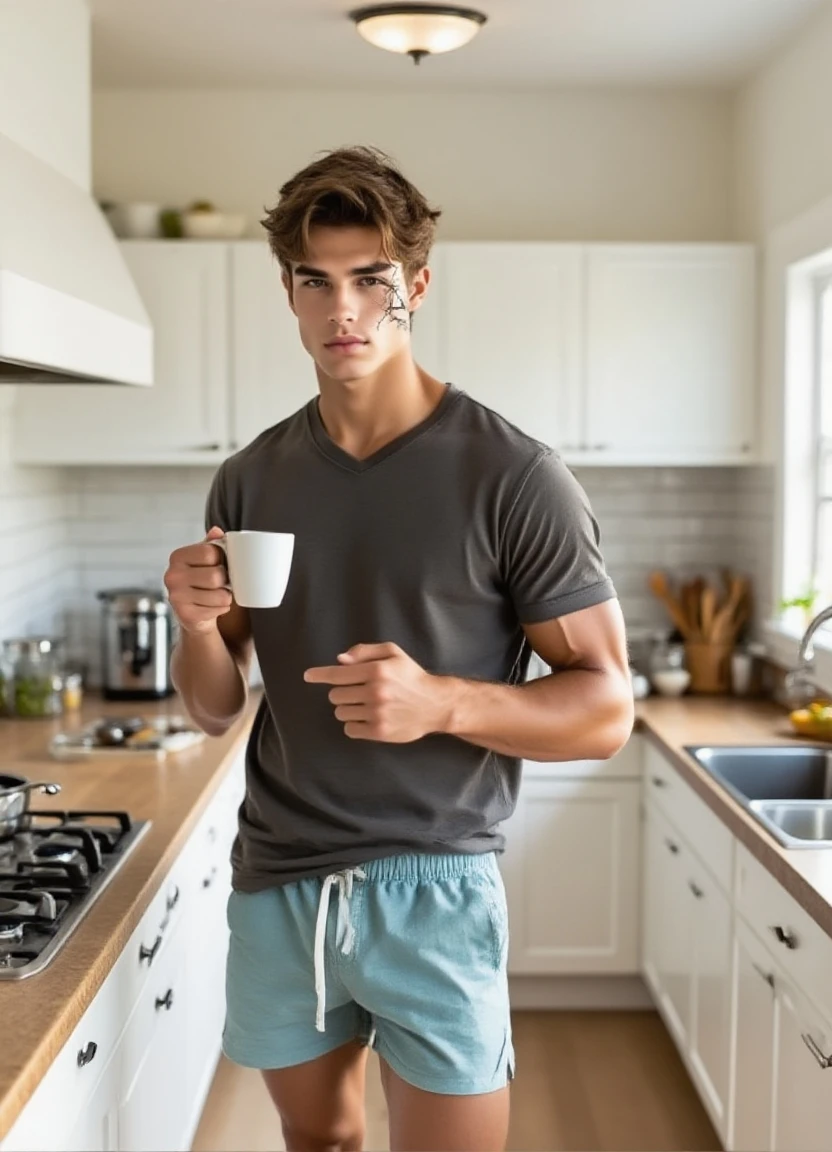 Tom wakes up at 6:00 AM every morning. He brushes his teeth and takes a shower. After that, he eats breakfast. Tom usually eats rice and fish for breakfast. He drinks a cup of coffee, too.