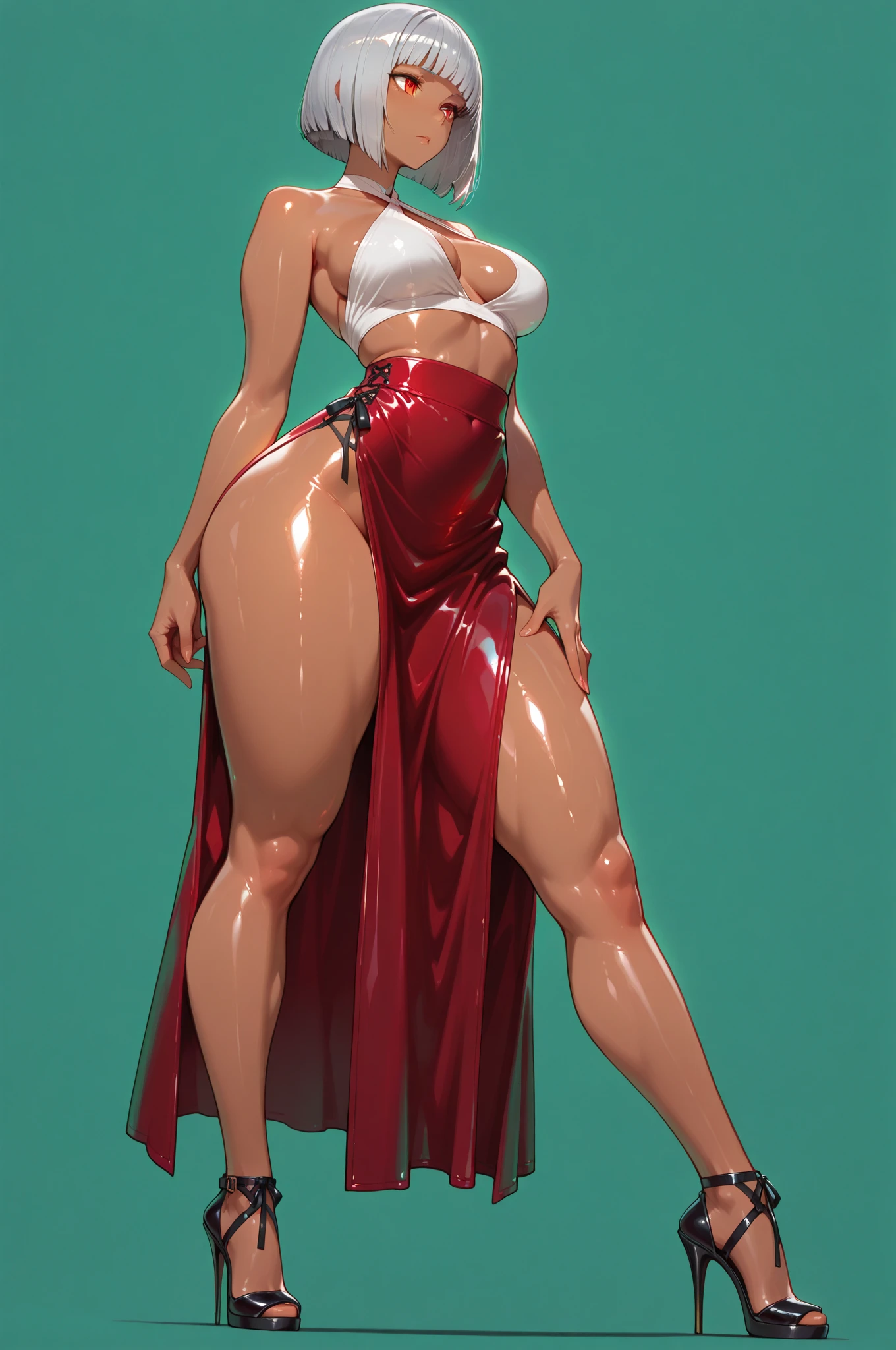 a gorgeous woman with sakimichan style body, very detailed high heels, long beautiful legs, flawless skin, beautiful detailed eyes, beautiful detailed lips, extremely detailed face, longeyelashes, graceful pose, high contrast lighting, (best quality,4k,8k,highres,masterpiece:1.2),ultra-detailed,(realistic,photorealistic,photo-realistic:1.37),HDR,studio lighting,professional,vivid colors,bokeh