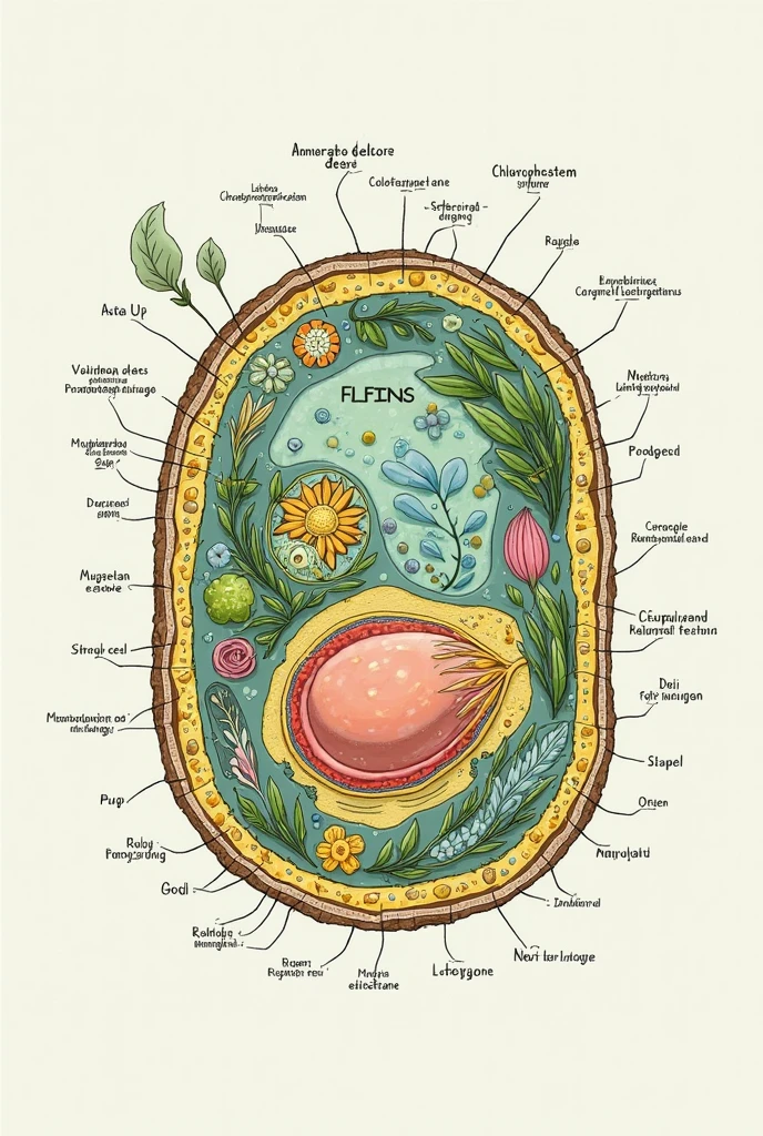 Diagram of the animal cell and basic structures