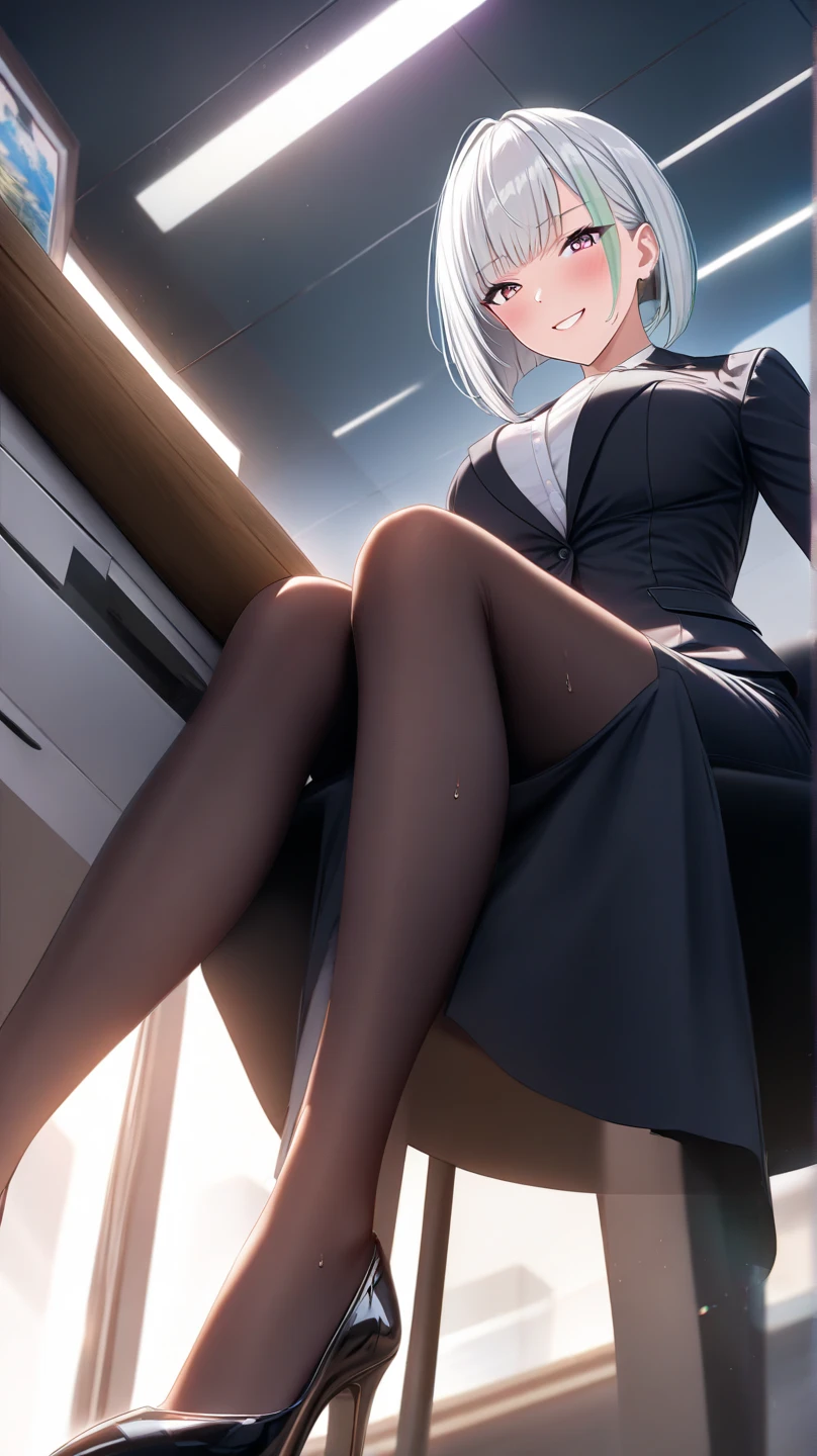 Crossed legs,Office,Pantyhose, rays of light