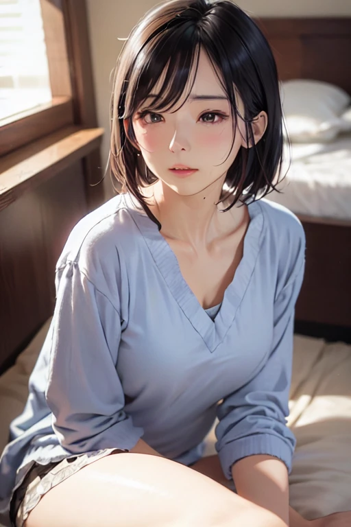 (wearing ,gym uniform:1.3),from below,(show off nipple :1.3),Top quality, 1 beautiful Japanese woman, teen,high school student,(18 years old),medium hair, (Black hair:1.2), Ultra-realistic capture, Highly detailed, High resolution 16k close-up of human skin. Skin texture must be natural, With such detail that pores can be finely identified. Skin should look healthy, In a uniform tone. Use natural light and color,