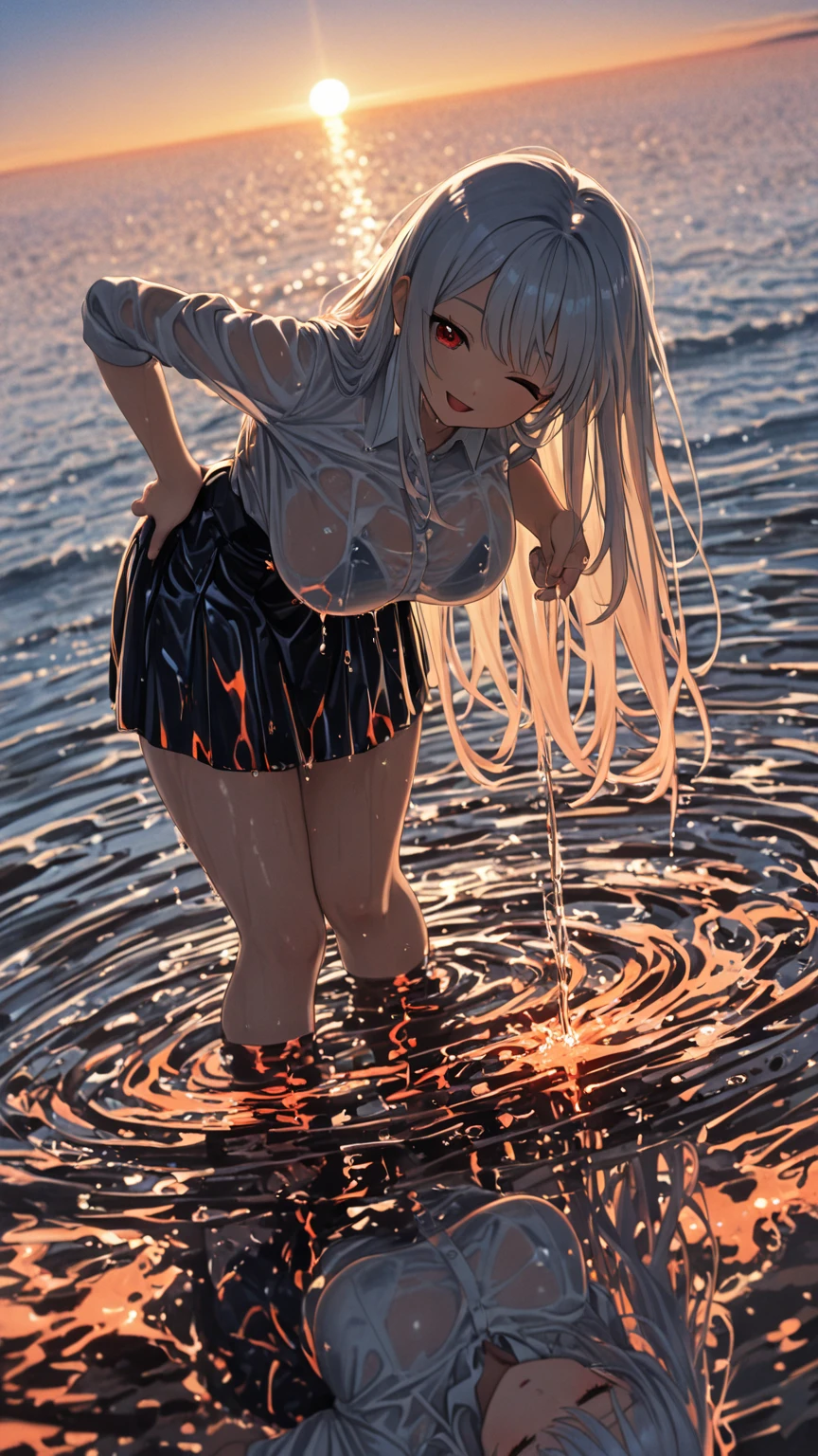 (((best quality)))((masterpiece:1.5)), (best high quality, ultra high res, ultra highly detailed, 4k:1.3),1woman, ((huge breasts)), ((wet hair:1.3)), glistening skin, (((from front))), face focus, Dignified face, cool, (((penetration))), long silver hair, wavy hair, ((nudity, no cloth, no wear)),nose blush, blush,((huge breasts)),(shiny skin), ((wet skin:1.3)) , ((wet hair:1.3)), glistening skin, (((form front))), night, moody, angry, tattered clothes, prisoner, bare shoulders, disheveled hair, bare feet, handcuffs, chained, prison, prison, captive, chains, chained, bound, kneeling, ((hands bind)), (((White liquid, wet face, white liquid on face, white liquid on body, white liquid on groin:1.3))), ((white liquid pool)), crying