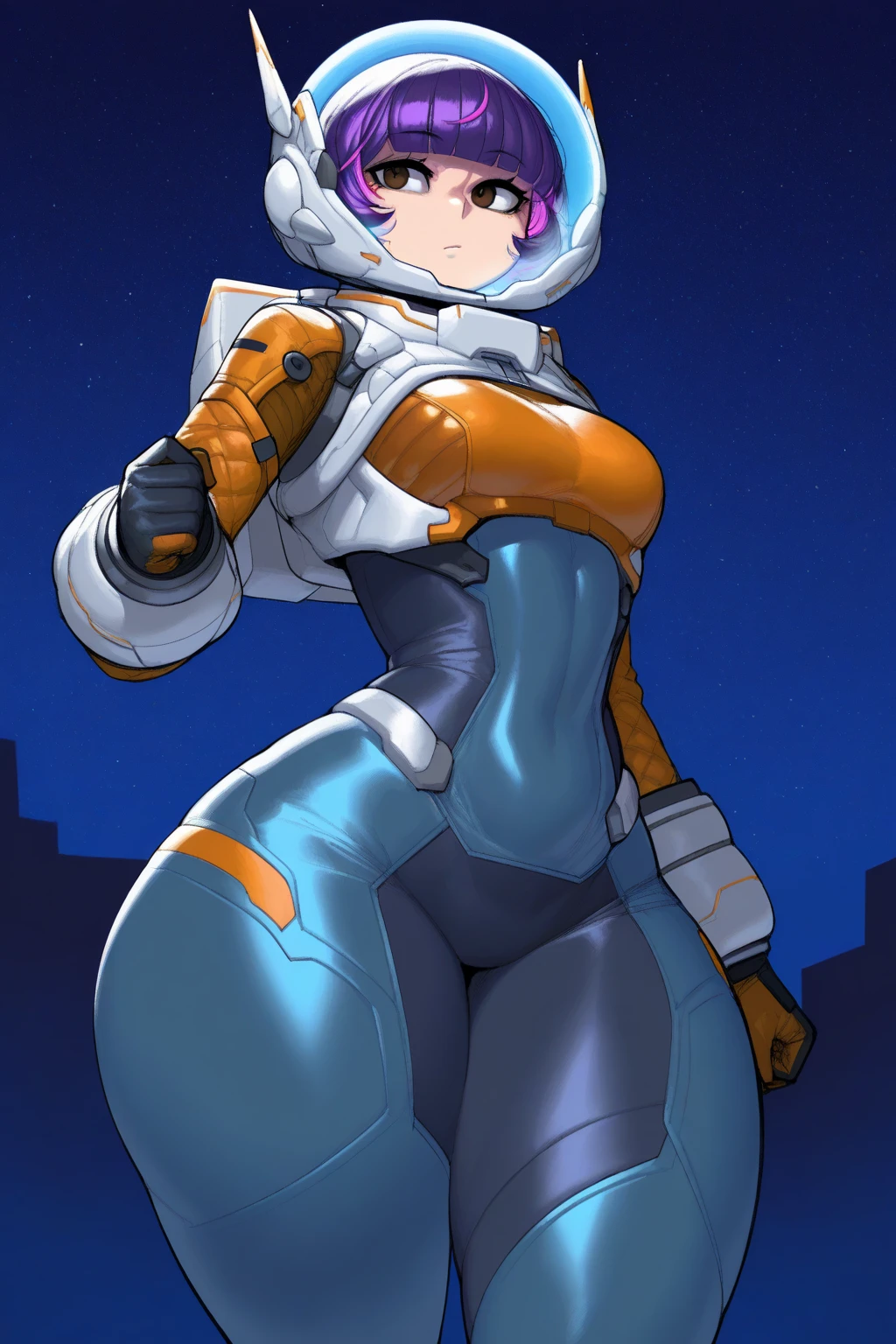 Blue skinned, Giantess, tall giantess, anime girl, short hair, white hair, blue skin, busty, masterpiece, best quality, flawless skin, detailed eyes, skintight outfit, large chest, big breasts, thigh thighs, camel toe, antenna, standing in city, massive chest, antennas on head, fluffy hair, viewed from below, light blue skin, alien giantess, space giantess, sexy spacesuit, blue skin colour, long antennae, juicy, sweat, thick, in city, bigger than skyscrapers, thicc, curvy, sexy, hot, deep blue skin, blue skin color, blue skinned, alien, alien features, big girl