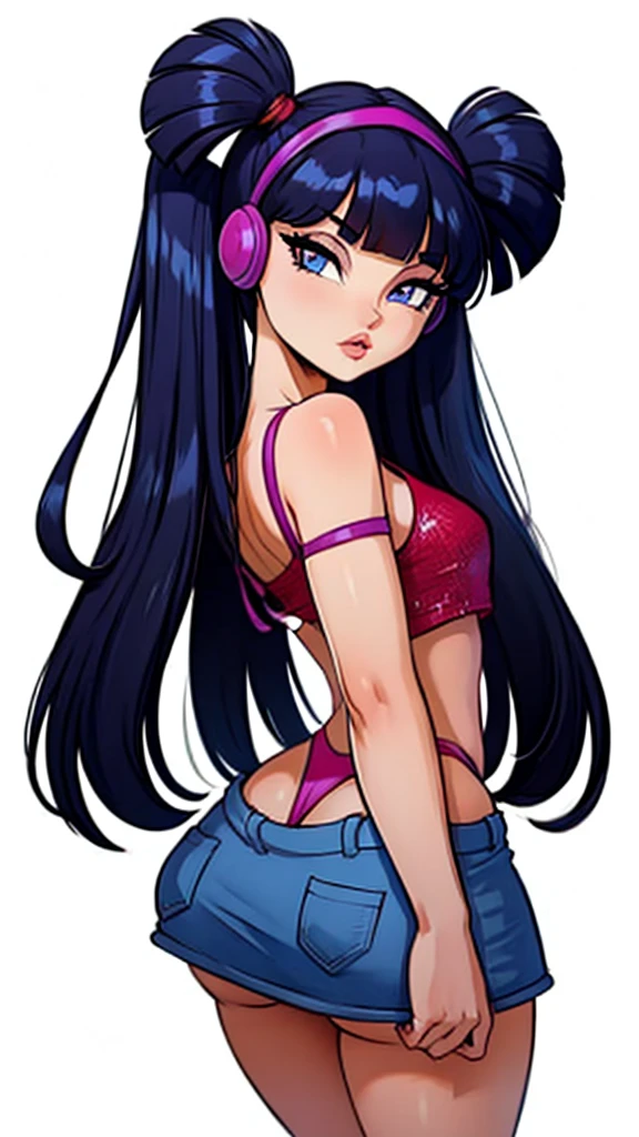 Front View. See her abdomen,Indigenous anime girl perfect body and got very bright skin and blue long hair with blue eyes, glossy lips, from japan, the image should be full-body, with her attire being the traditional meg suit in tight super bright pink color. The image should be from head to waist knees. ,she stand beside the ritual place. wearing two piece neon pink meg suit, with Japanese tattoos. Draw in style by Makoto Shinkai and Ilya Kushinov, trending on Displate. com, iridescent Poster,Side View. Indigenous anime girl perfect body and got very bright skin and blue long hair with blue eyes, glossy lips, from japan, the image should be full-body, with her attire being the traditional meg suit in tight super bright pink color. The image should be from head to waist knees. ,she stand beside the ritual place. wearing two piece neon pink meg suit, with Japanese tattoos. Draw in style by Makoto Shinkai and Ilya Kushinov, trending on Displate. com, iridescent Poster
