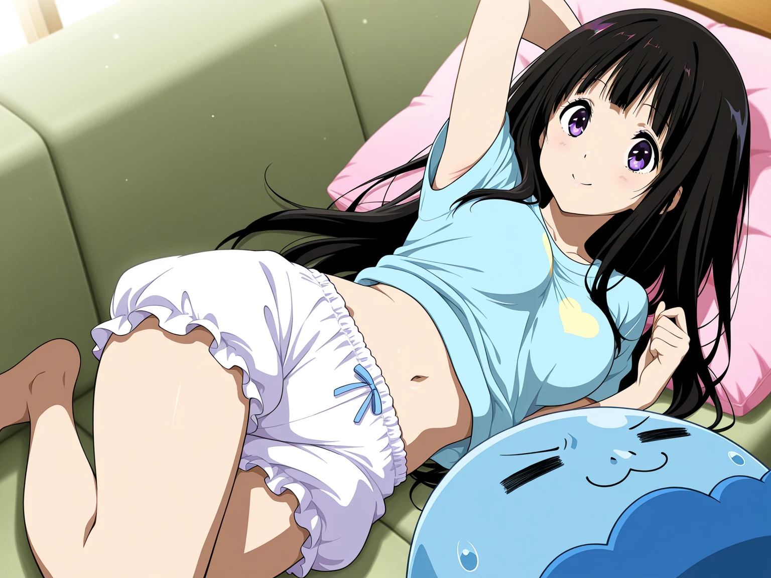<lora:Itou_Noemi:0.8>, ItouNoemi, 1girl, solo, underwear, thighhighs, panties, long hair, white panties, white thighhighs, sweater, bow, no pants, lying, bow panties, long sleeves, side ponytail, ponytail, turtleneck, blue hair, blush, on back, bed, black eyes, hair bow,
masterpiece, high quality, very_high_resolution, large_filesize, full color,