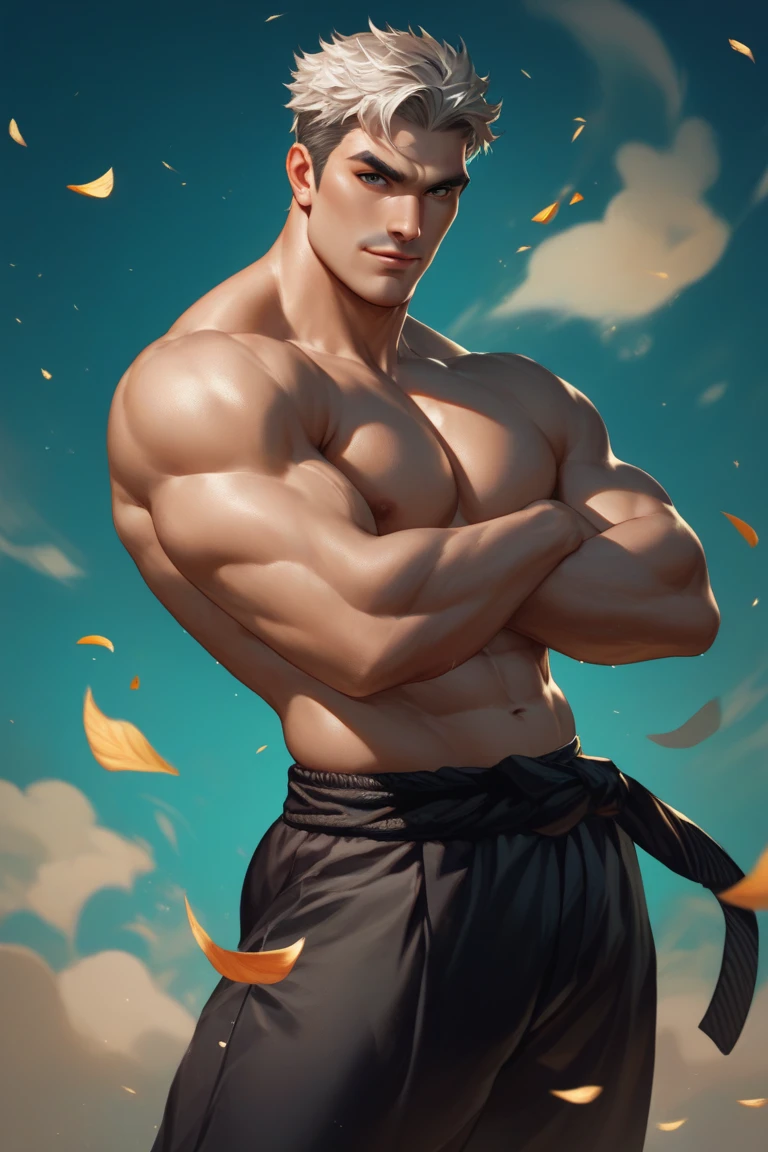 A 21-year-old Chinese man, muscular, character facing forward, focused hands, hand optimization, focus hands, cute, muscular chest, muscular limbs, obvious muscle lines, delicate coordination of facial features, perfect body proportions, swimming trunks, (High Detail Skin: 1.2), Masterpiece, Water Flowing on Body, Best Quality, High Resolution, Realistic Masterpiece, Best Quality, High Resolution, Realism, Gay Young Naked Boy, Tired and Handsome Facial Features, Rainy Weather, Soaked Skin, Enchanting, Tight Waist, Buttocks, Bare, Big Pectoral Muscles, Wheat-colored Skin, Cinematic Texture