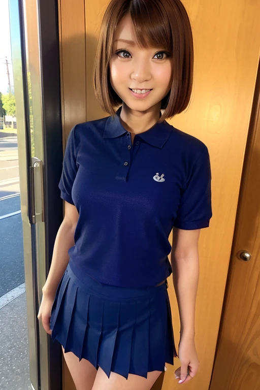 seifuku cosplay,seifuku cosplayershort hair,arm behind,front body, front face, slender body,standing ,(8k, RAW photo, best quality, masterpiece:1.2), (realistic, photo-realistic:1.37), ultra-detailed,(detailed beautiful girl:1.4),1 girl, full body shot,