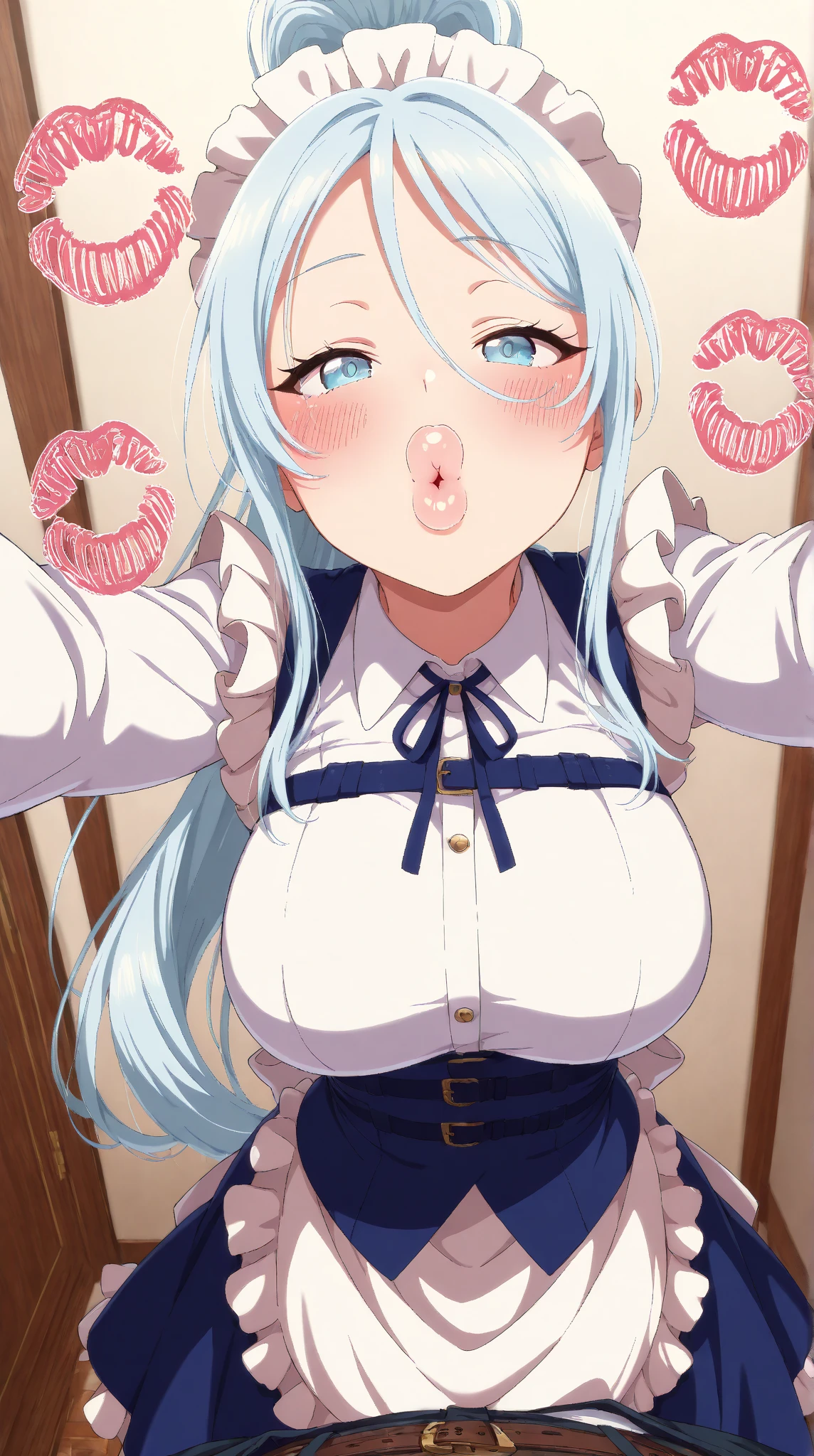 1male, Black Hair,Short Hair,young man,faceless,1girl, Blue Hair, Twin tails, Hair between the eyes, hair bow, eyebrows visible through hair,{{1boy cunnilingus}}, lick vagina, male tongue,
