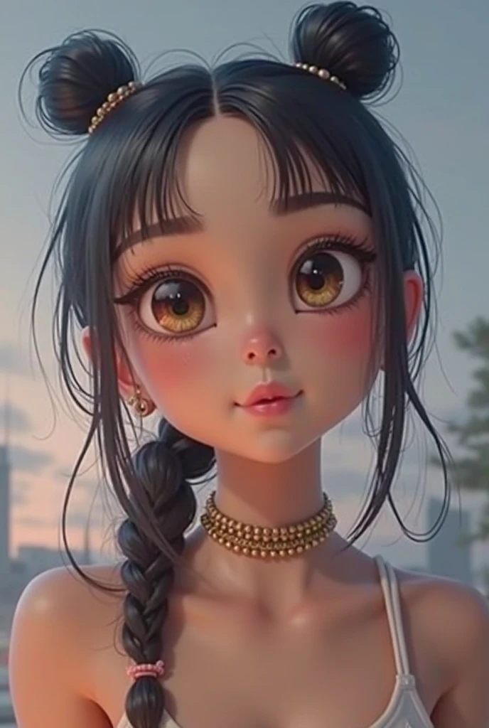 Mexican A beautiful pale-skinned Latina with freckles, full body, perfect body, two buns, straight bangs, (best quality,4k,8k,highres,masterpiece:1.2),ultra-detailed,(realistic,photorealistic,photo-realistic:1.37),HDR,UHD,studio lighting,ultra-fine painting,sharp focus,physically-based rendering,extreme detail description,professional,vivid colors,bokeh,portraiture,glamour,sensual,alluring, in style of Carl Barks, full body portrait of character sitting in the living room