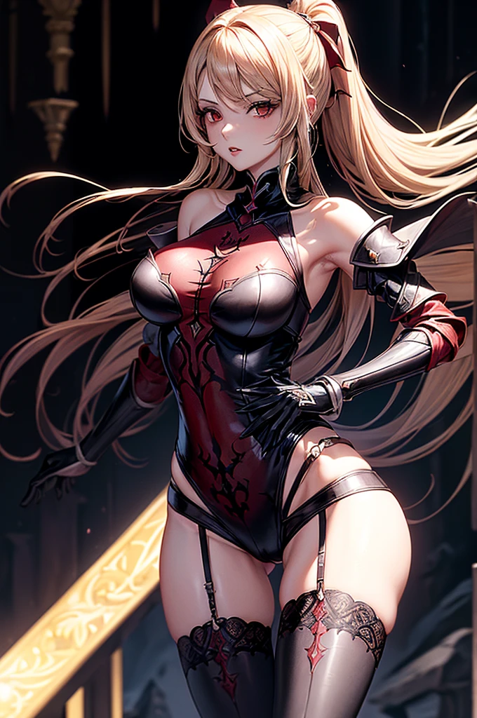 Realistic、quality、1 woman, mature, (Red blush), nurse hat, green bob, Stick out her tongue, , colorful sequin bikini, Black PVC gloves, Plump, Keep your arms behind your back