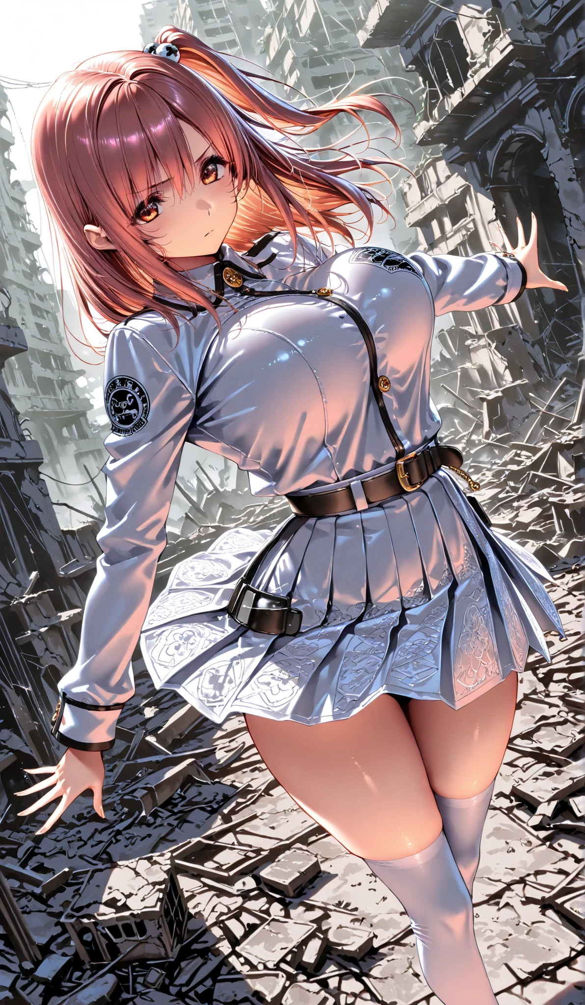 Saber big breasts abandoned city Apocalypse winter