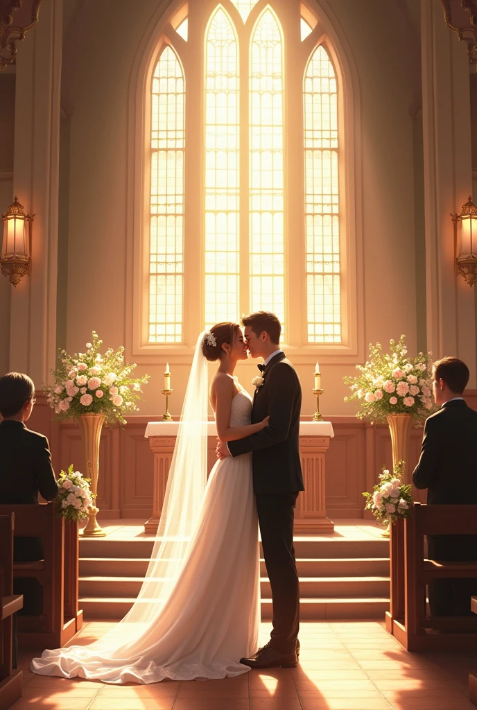 You can create an anime style image where the girl is at the altar about to marry the man she doesn't love and the man she loves arrives, he stands in front of her and says I love you