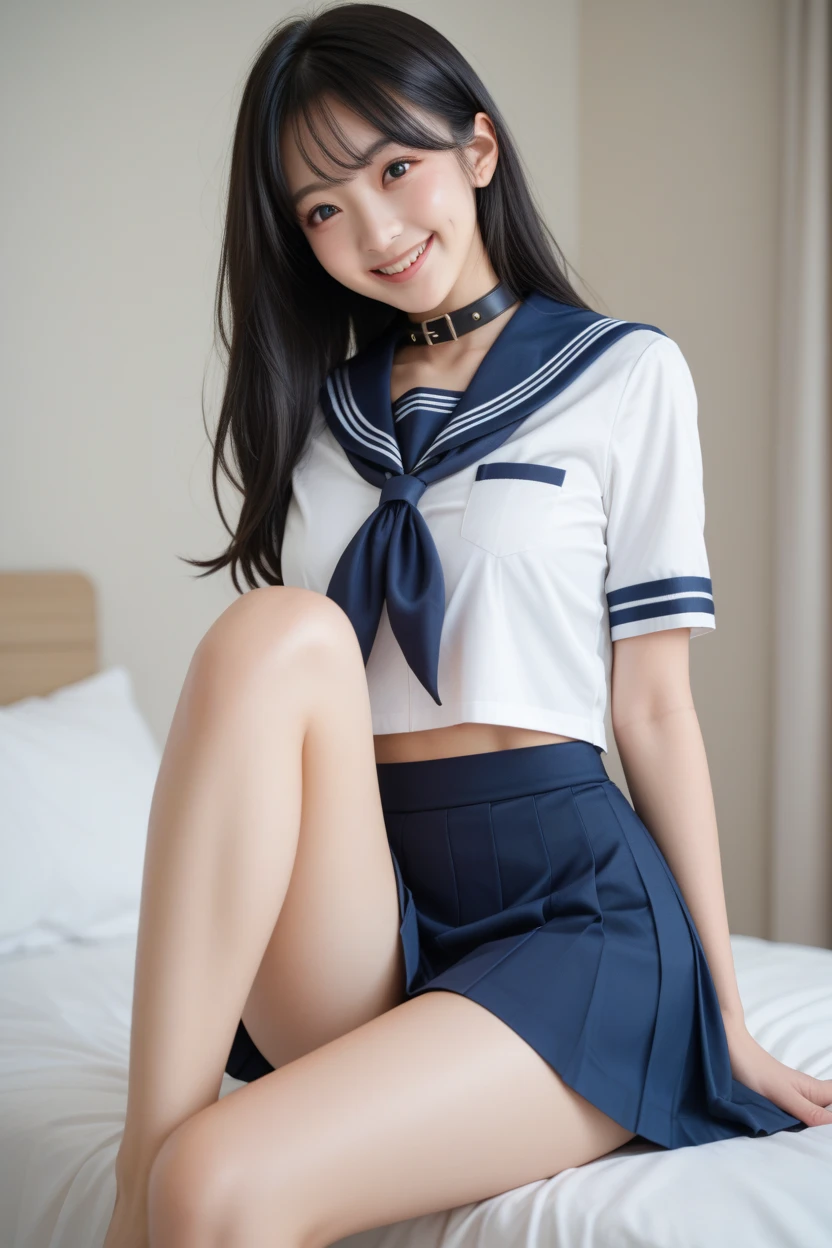 <lora:realisticVaginasGod_godpussy1:0.53> ulzzang-6500-v1.1, (raw photo:1.2), (photorealistic:1.4), beautiful detailed girl, very detailed eyes and face, beautiful detailed eyes, ridiculous, incredibly ridiculous, huge file size, super detailed, high resolution, very detailed, best quality, masterpiece, sailor uniform, ((Japanese girls' high school uniform)), open_clothes, open_shirt,, illustration, very detailed, CG, unified, 8k wallpaper, amazing, Fine details, masterpiece, best quality, very detailed CG uniform 8k wallpaper, light on face, light room, 1girl, 14 years old, small buttocks, slender and long legs, ((no panties)), ((dynamic leg pose)),(camel toe), lying on the bed