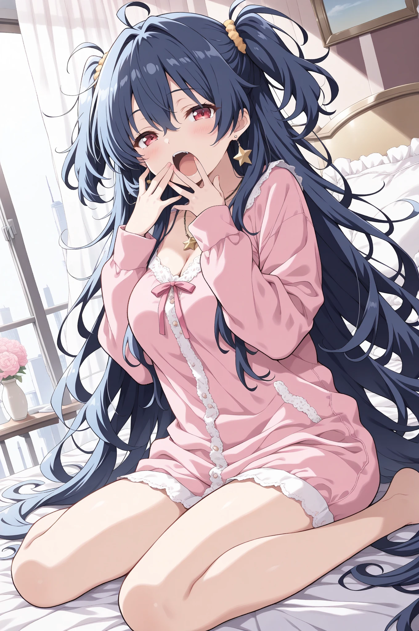 An unemployed girl who dropped out of elementary school who was confined to her room、Thick and soft puni puni thighs、lying in a sleeper in a bedridden state