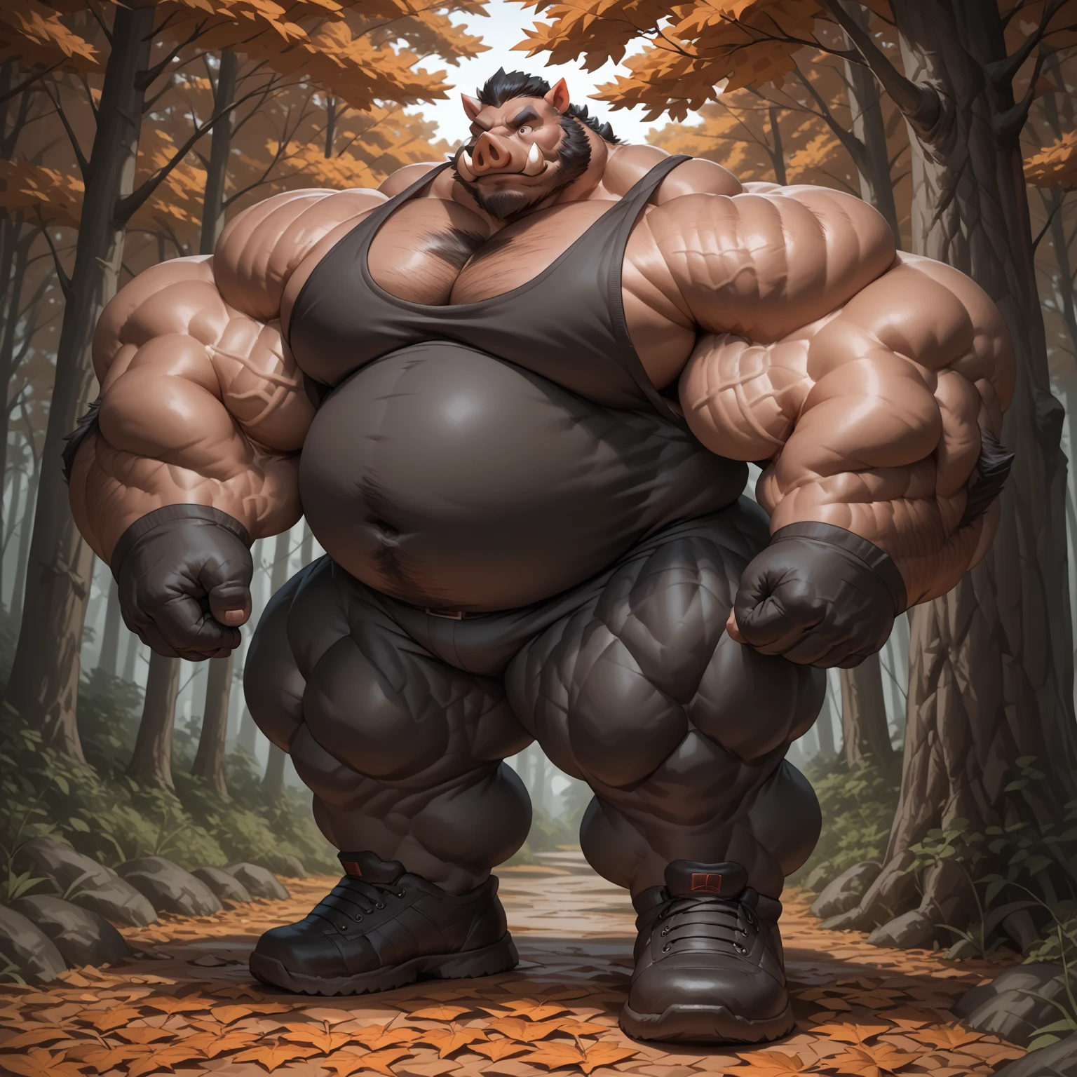 ((Masterpiece)),((Hight quality)),((Hught Detailed)),((Realistic,)) Anime Artistic masterpiece art, Obese muscle pig (massive obese, strong legs and arms, hairy, incredibly big looking) Long shot photo, Real life, pig (Massive, broad shoulders, strong legs and arms, hairy) Obese muscle citizen (massive obese, strong legs and arms, hairy, incredibly big looking), Anatomy of character, Obese sumo wrestler Pig in underwear, He is a very Obese and very muscular Sumo wrestler, Extreme Bloated and he is a juice seller on the streets, He is a seller of protein shakes to make their bodies grow and become very big, strong and fat just like him.