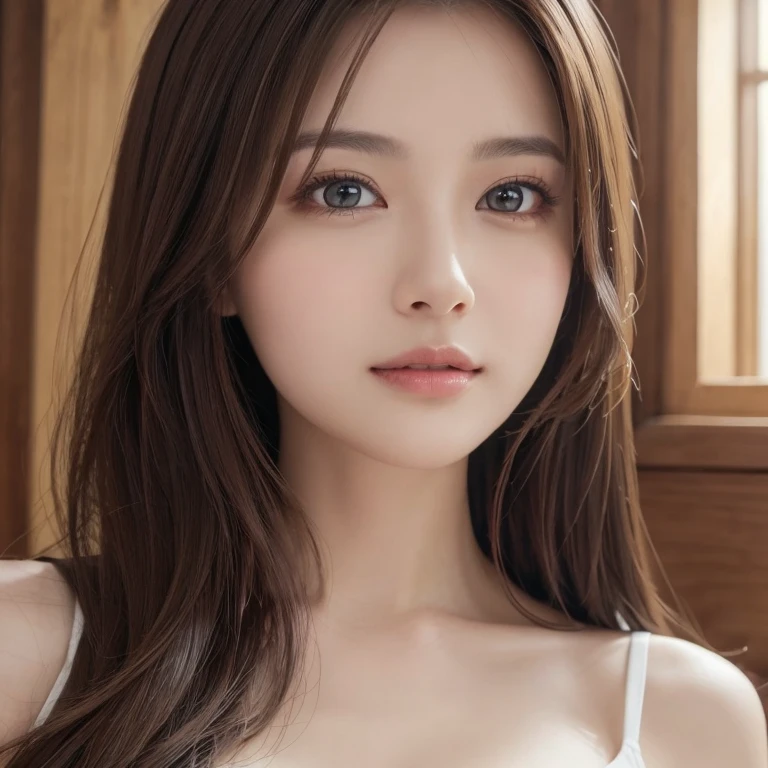 (((8ｋ,Very detailed,Attention to detail、highest quality，masterpiece,Attention to detail))),RAW Photos & Realistic atmosphere,Professional Lighting，Beautiful dark eyes,Glossy lips,beautiful黒い Eyes，White skin、Deep black eyes,とてもBeautiful face,とてもBeautiful face、Beautiful face,beautiful, Glossy lips,beautiful Eyebrows,Realistic Skin, Realistic Young Gravure Idol,Very cute woman , Young Gravure Idol, Young Gravure Idol, とても美しくてかわいいbeautiful 21 year old beauty,Incredibly beautiful and elegant，beautiful 21 year old beauty,Natural soft light,（Shiny Hair,,beautiful and kind eyes：1.5）,Gentle features,Shapely breasts,Long Hair,beautiful posture,No makeup,Looking into the camera，Japanese women，