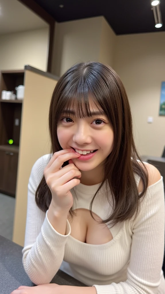 highest quality、Japanese、2０age、naked、Show your chest、Licking the penis、Suck the penis、Blowjob、Cum in mouth、nurse、Nurse uniform、Thick pubic hair、smile