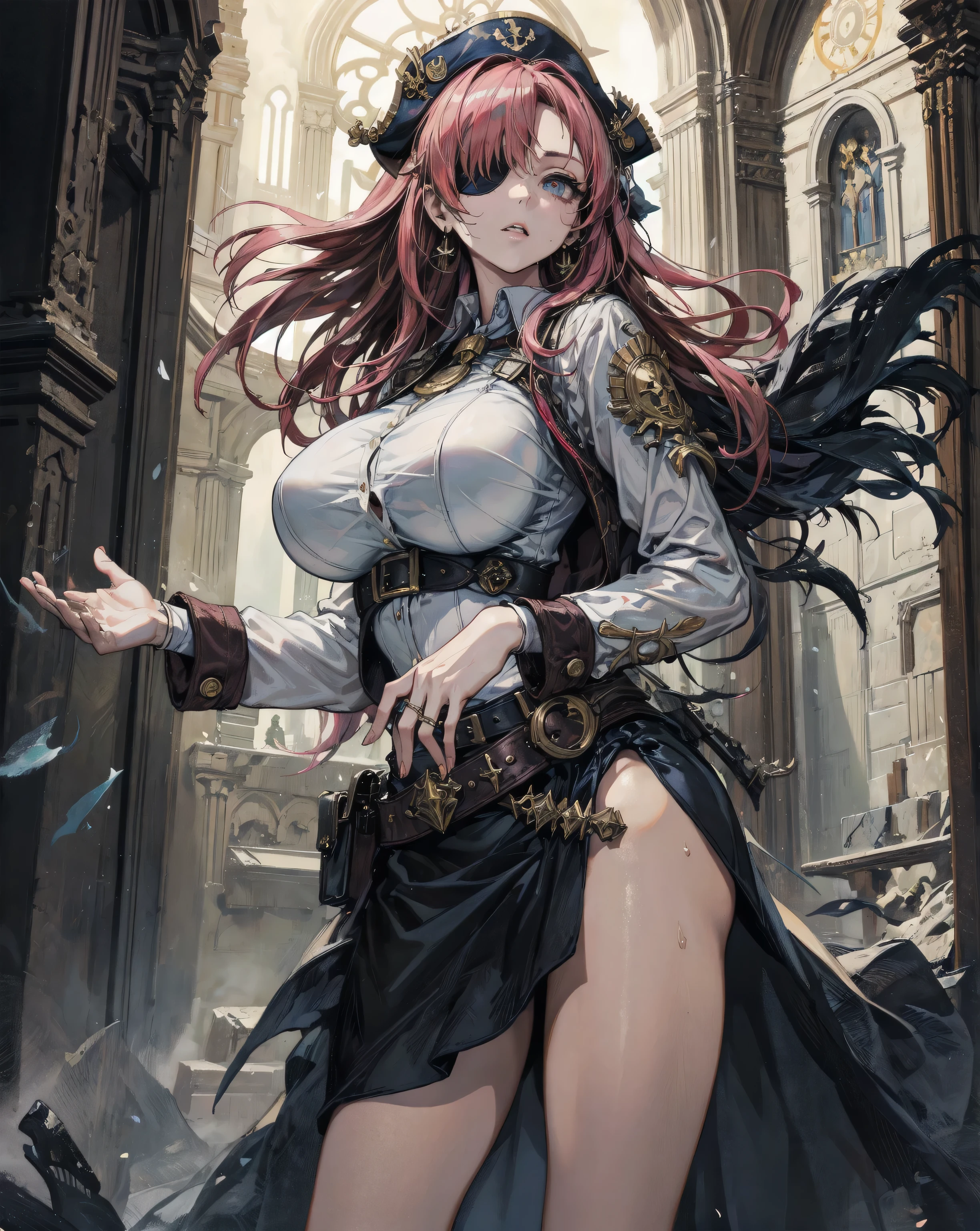 (best quality,8k:1.2,high resolution:1.2),ultra-detalhado,Realistic,vintage godess female,long red curly hair,rosto extremamente detalhados,long eyelashes,big angel wings,soft dark blue dress,cleavage,suntan tights,metalic accessories,Physically-based rendering,sharp focus,studio lighting