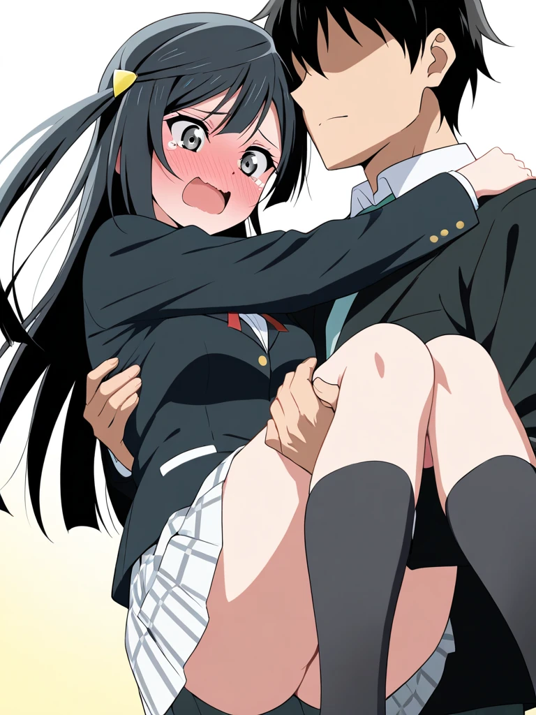 (extremely detailed CG unity 8k wallpaper, masterpiece, best quality, ultra-detailed, highres, absurdres), (anime:1.4), (illustration), ((tsukuyomi shirabe)), black hair, blunt bangs, twintails, pink ribbon, pink eyes, small breasts, 14 years old, hair, shy, lydian academy uniform, school uniform, red necktie, white shirt, short sleeves, plaid skirt, miniskirt,
(nsfw:1.3),1girl and multiple men,gangbang,
multiple penises,(black man:1.3),
intence sex,cum, (open clothes:1.3),open breasts,hetero,
(((varginal fuck))),(orgasm:1.0),(blush:0.7),sweat,(half-closed eyes:0.6),(struggling:1.0),
various Body positions,sex,various angle,fucked silly,drunken eyes,
imminent kiss,tongue out,twitching,trembling,
looking at viewer,
medium breasts,nipples,large areolae,
20yo,mature female,