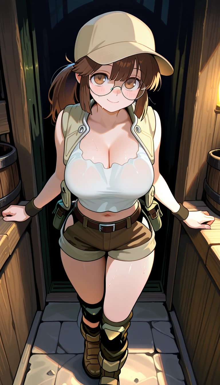 Browsing Caution, (Best image quality,highest quality,Highest Resolution, Ultra-Realistic Images,Very detailed,masterpiece),風の谷のNausicaa,Nausicaa,Brown medium hair,Light blue clothes,Beige panties,boots,Leather gloves,((Sticky with sweat)),Big Breasts,(((Huge areola))),Erect nipples,(Roll up your jacket to show off your underbust),Abdominal muscles, Slim waist,Slim butt,Camel Toe,blush, Eyes in Love, Dynamic pose ,Browsing Caution,
