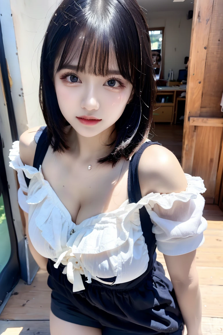 (( Show off her breasts、Slouched、between hands and feet、wariza、(1 girl、、standing doggy、hug from behind)、(1 girl、、Cowgirl、crouching down、Popularization of legal inheritance division、Short hair、a short bob、Patsun、loose hair color、Has a small、large full breasts、Onepiece、Valley seen through the gap、Valley seen through the gap間))、1girl in、​master piece、japanaese girl、absurderes、hight resolution、ultra-detailliert、depth of fields、​masterpiece、extremely details CG、3D Photography、3D background、Unity、8K、Hi-Res、top-quality、shadowy、Focus Sharpening、pale-skinned、A detailed eye、blurry backround、dynamic ungle、The most amazing super feat exaggeration、a closed mouth、Look at viewers、superclear、Curvaceous、Red cheeks,Gingham Check、nogizaka、Beautiful black eyes:1.３、17-year-old schoolgirl