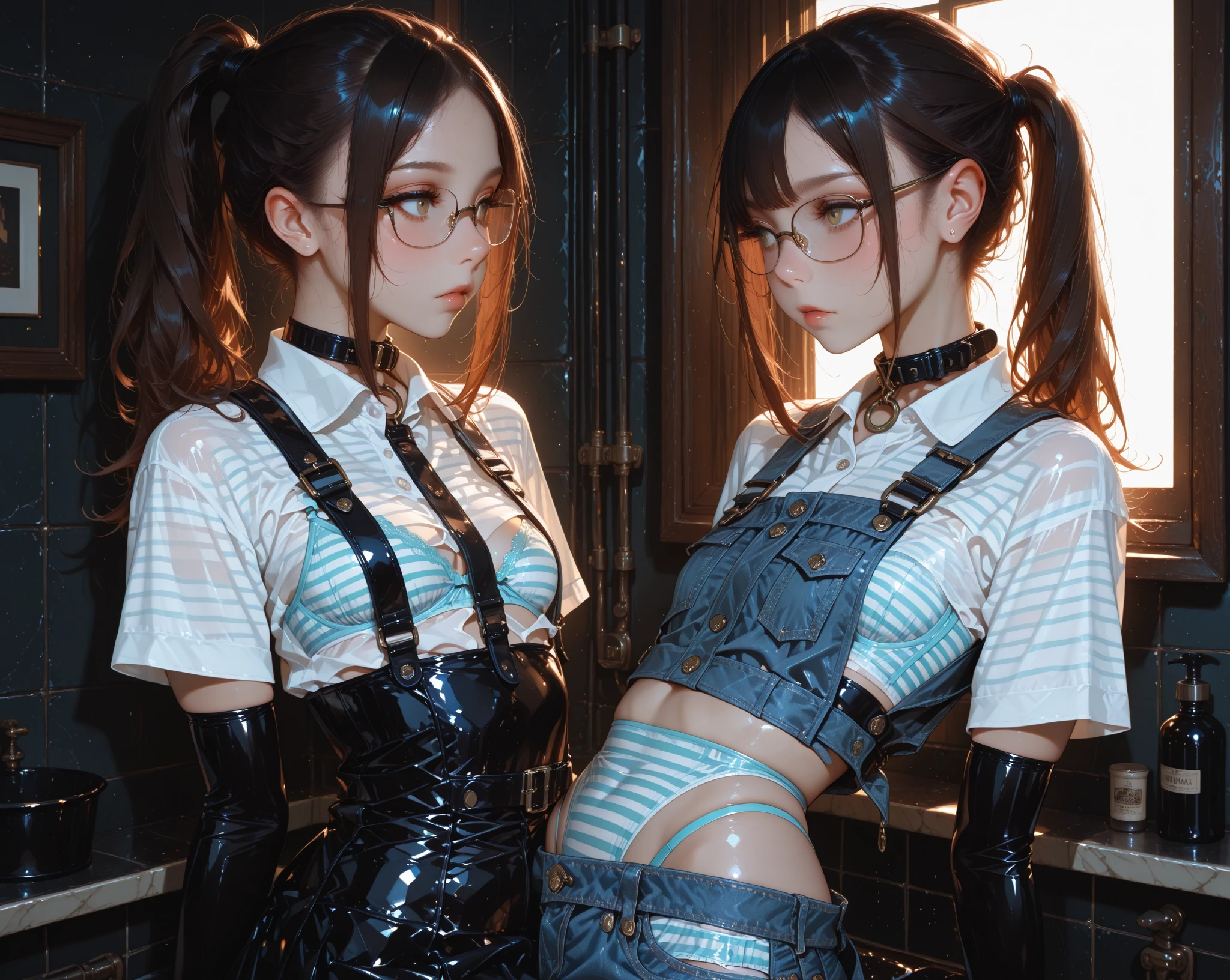 Twin sisters, Appropriate attire for a rave, blonde, Green Eyes, In Rave, Ultra Sharp, High resolution, 8K, High resolution, 景色を眺めるTwin sisters
中国のアイドル　Mature Woman　Huge 　((Shiny enough to reflect light、Shiny navy blue metallic bodysuit and tights.))　Twin sisters　Chunli　((plump))　Ultra shiny metallic stockings　((前髪のある短いblondeの髪))　Twin sisters　Red cheeks　((Glasses))　((夜景と月明かりの中で四つん這いになって座るTwin sisters))　Sweaty　Sweaty　((フェロモン溢れる成熟したTwin sisters女性))　卑猥な視線のTwin sisters　Sexy Face　(Gorgeous makeup)　((鮮やかな赤いルージュのplump唇))　　((Being stared at provocatively from the front))　松本いちか似の妖艶な成熟したTwin sisters女性　Duck mouth　Lip-trembling blowjob_gesture