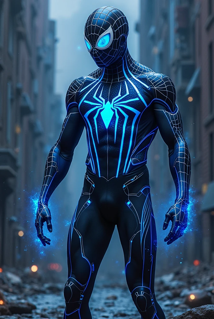 Spider man cyber neon blue 