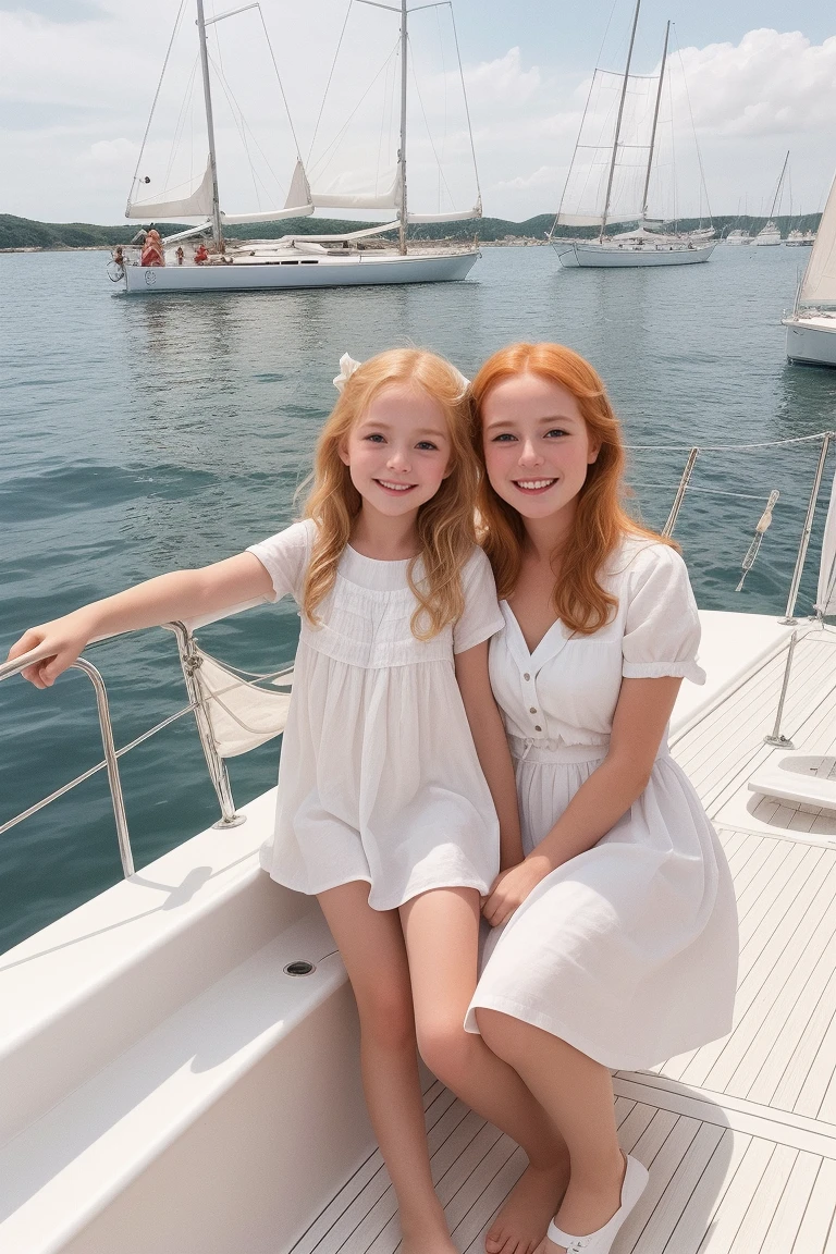 Skinny young family sweden with kids short hair blonde-redhead, in light short summer slit dress happy to play with fish-animaux off "aquarium de la Rochelle" par une journée caniculaire 