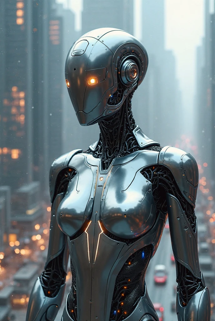 A transhumanism beautiful robot disfigured and rare mutant