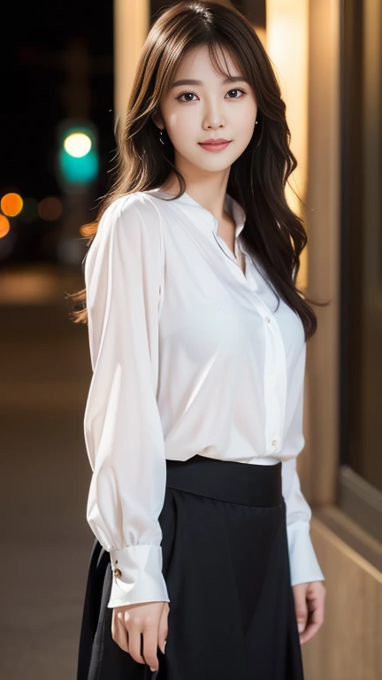 best quality, masterpiece, (photorealistic:1.4), 1girl, light smile, shirt with collars, waist up, dramatic lighting, from below