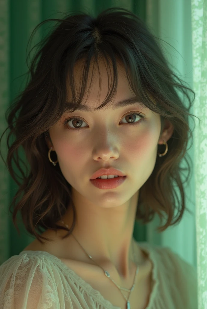 8K, RAW photo, high quality, realistic, natural light, face filling, full body, 10 year old woman, black hair, curly hair, black eyes, small head, perfect chest shape, beautiful eyes, real face, real skin, textured