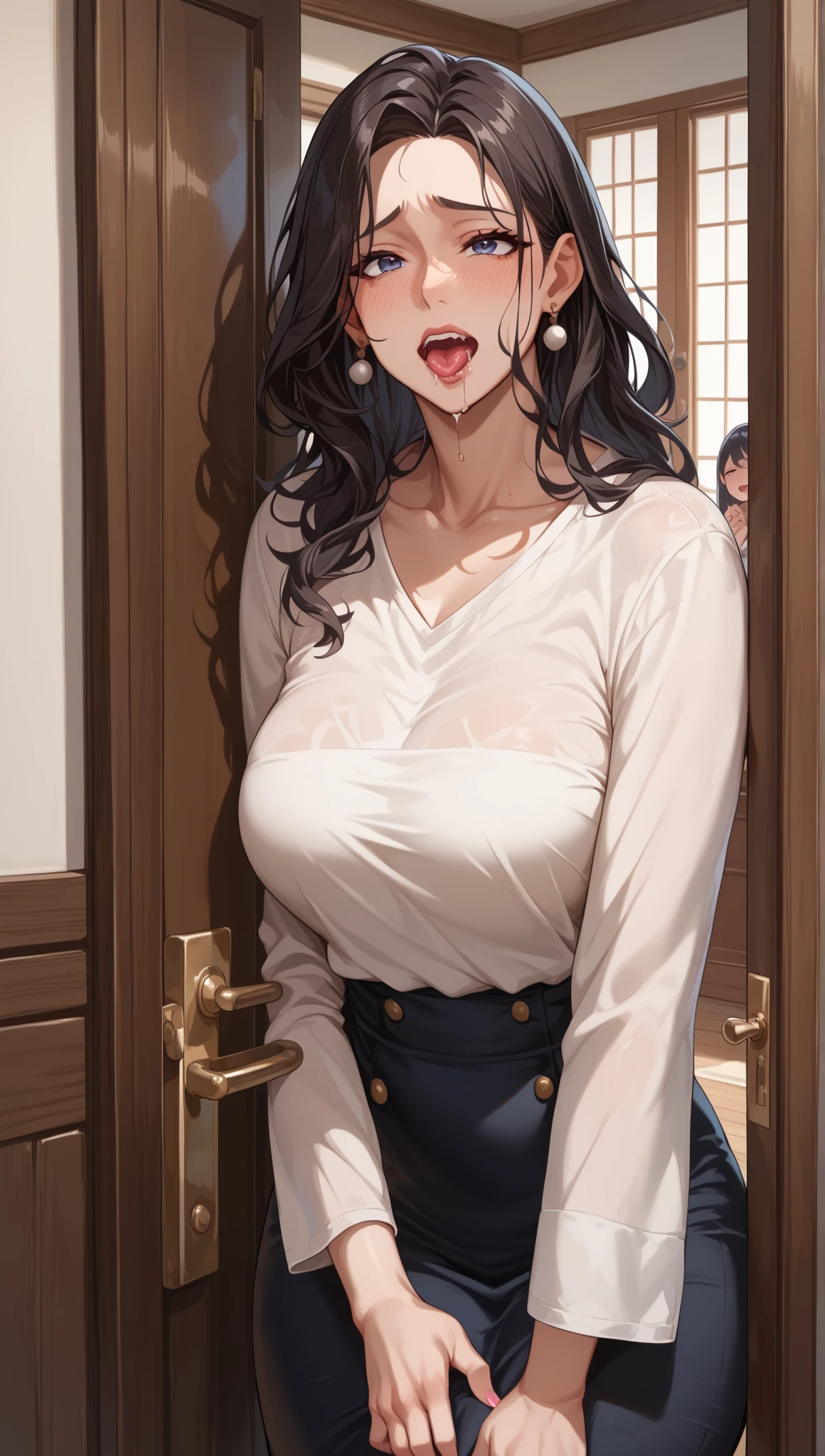 ((21-year-old))), black girl, (((light skin))), (((full body pose))),  (((long curly black hair))), (((wearing only a mans long, white, button-up shirt, unbuttoned))), (((seamless, black, pantyhose under the shirt))), (((micromini skirt))), dark fantasy, Rich, Deep Colours, (intricate details:0.9), (HDR, hyper-detailing:1.2), (natural skin textures, hyper realisitc, glistening skin, soft light, Sharp),