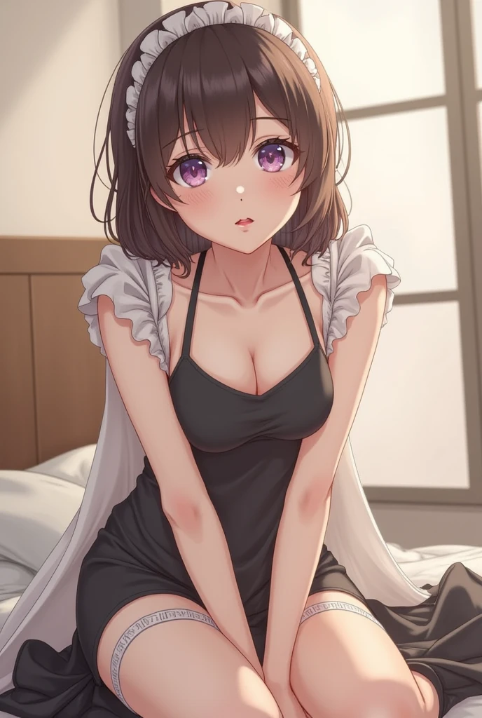 ((masterpiece)), ((high resolution)), ((best quality)), (ultra-detailed), anime, ((extremely detailed)), 4K, (8K), best quality, (beautiful), solo, camisole, panties, on the bed, morning,