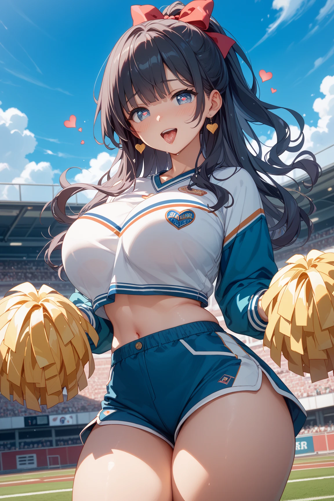 cute,Cheer maid girl,big cut breast show off,