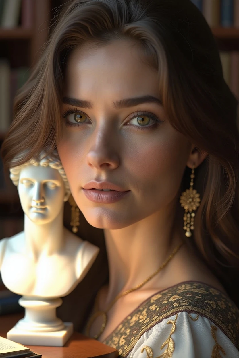 araffe woman in red dress posing in front of a busturizer, statue of the perfect woman, realistic 8k bernini sculpture, statue of a perfect woman, cinematic bust portrait, 3 d goddess portrait, digital art of an elegant, portrait of modern darna, elegant lady with alabaster skin, gal gadot portrait, stunning elegant pose