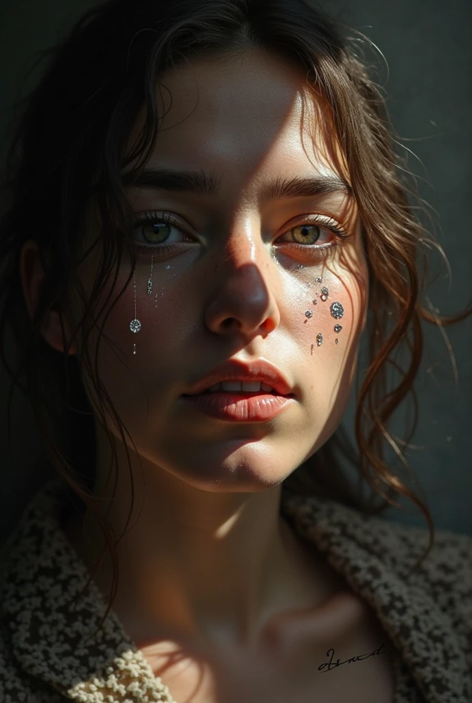 The face is covered with sperm, standing naked