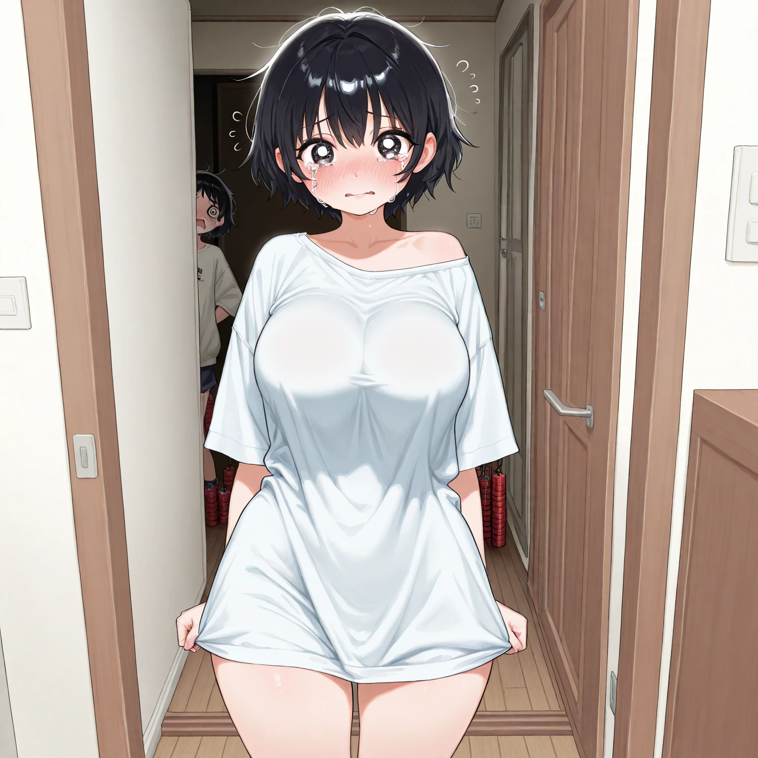 Tsubasa-chan、White panties、Erotic pose、Ample breasts、White panties in full view、Stick your tongue out of your mouth、spread legs wide、Panties in full view、naked、Big Breasts、Protruding nipples