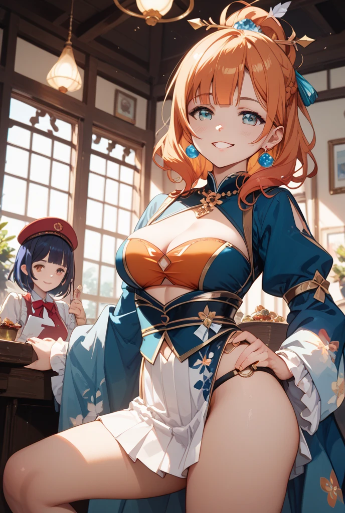(A hyper-realistic), (Illustration), (High resolution), (8K), (Very detailed), (Best Illustration), (Beautiful and detailed body), (Best Quality), (ultra-detailliert), (​master piece),Revelry、Bee Cosplay Woman、Maiden with a fan、Woman in mountain costume. Fuji、８A festival where adult women gather,Large collections、happy colorful dresses、(huge-breasted:1.5),Gathering of happy women、Refreshing smile、
