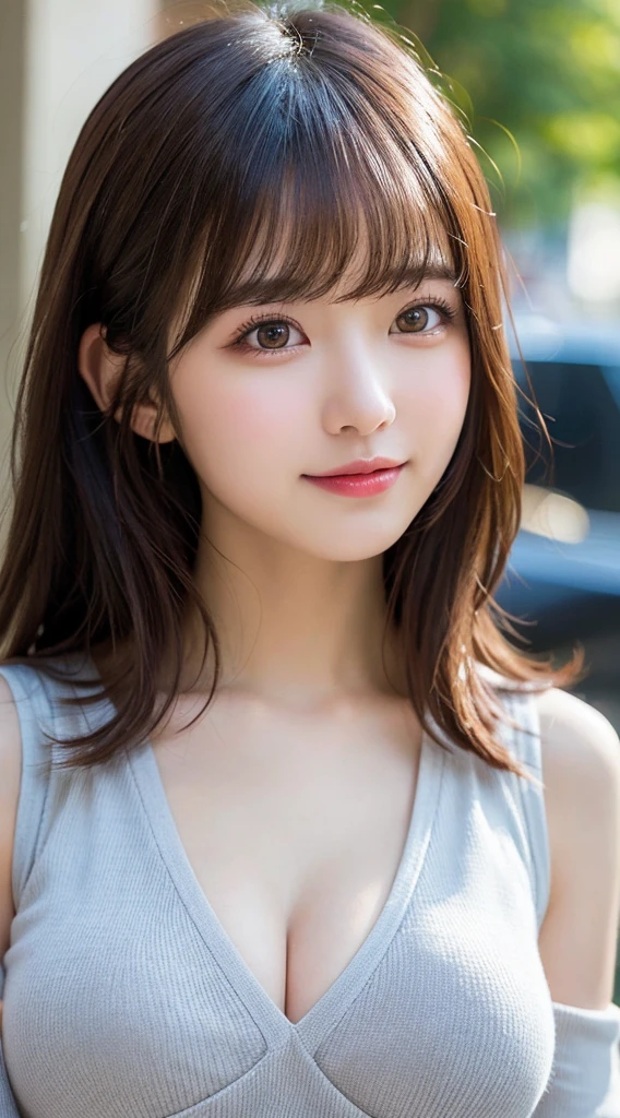 table top, highest quality, figure, Super detailed, finely, High resolution, 8k wallpaper, Perfect dynamic composition figure, detailed and beautiful eyes, autumn ladies fashion,medium hair,small breasts natural color lip,,Harajuku、20 year old girl、cute、sexy shot looking at camera、autumn's、wood bright、Transparency、sad face、