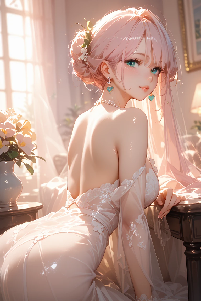 Anime Waifu beautiful detailed eyes, beautiful detailed lips, extremely detailed eyes and face, longeyelashes, 1girl, sensuous, young woman, medium breasts, beautiful feminine face, nice thighs, slim, sexly, erotic, beautiful clothes, perfect body, cinematic lighting and framing, (best quality,4K,8k,highres,masterpiece:1.2),ultra-detailed,digital painting,portrait,glamorous,highly detailed,soft lighting,warm color tones High quality illustrations。 a beautiful detailed with pink hair and black eyes, long hair, seios big fit asss, thick-thighs, perfectbody, standing, looking ahead at viewer, shocked expression, wearing a Chinese dress and black clothes, the clothes are wet, blushful, embarrased, see through clothes, big fit ass , hands behind the back, torn garments, neckleace, sideboob, alone in an indoor scene, Peron