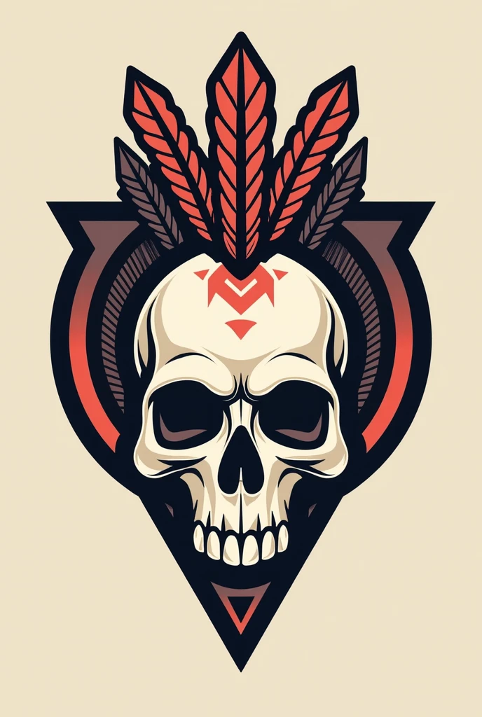 Cartoon style crow skull logo with three arrows through it