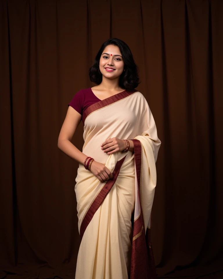 dgdressed, high resolution photo of a woman, in ethnic wear, at a hotel reception